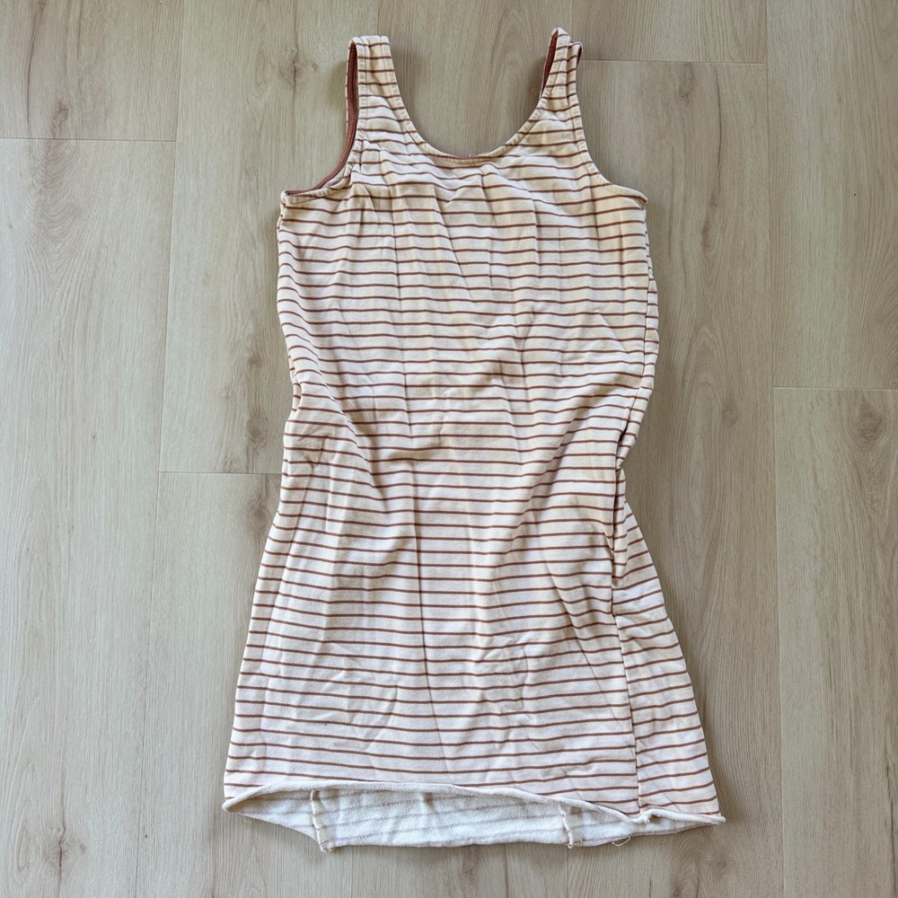 Jackson Rowe Dress Striped Asymmetrical Casual Beige Brown Mini Tank Dress XS